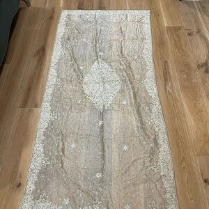 Champagne Embroidered Table Runner. Handmade 83x39 inches